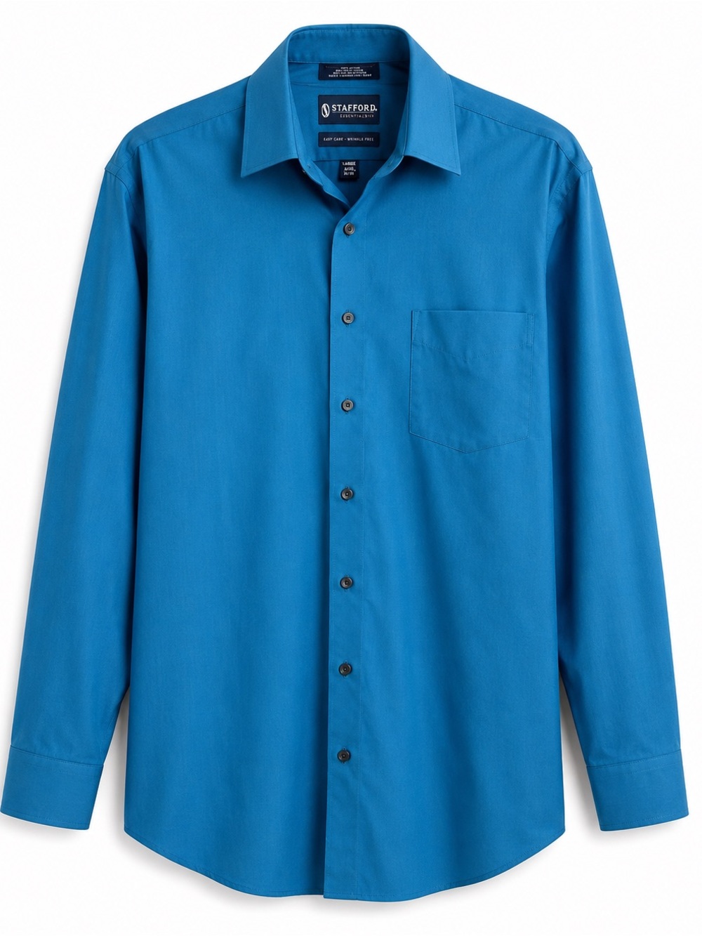 Stafford Men’s Dress Shirt 16.5 Blue Button Down Long Sleeve Classic Fit Busines
